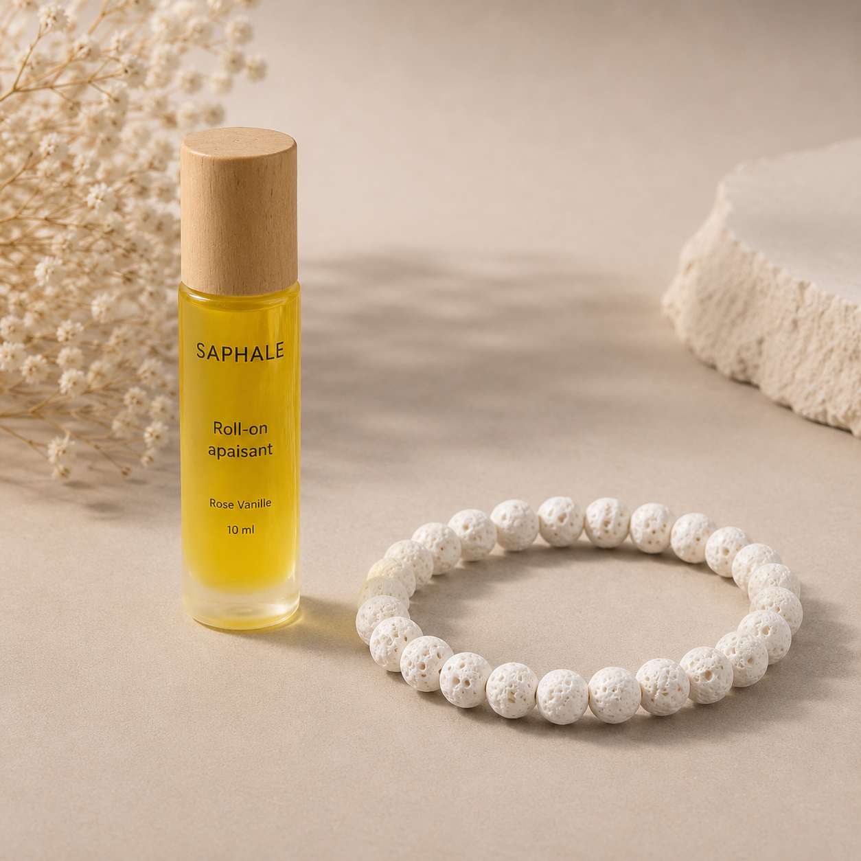 Kit Saphale Blanc - Roll-on apaisant et bracelet diffuseur blanc